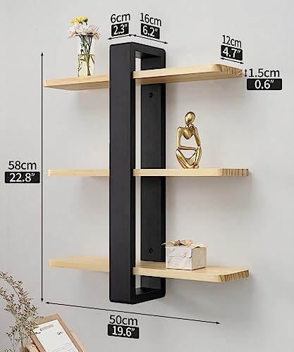 Natural 3-Tier Floating Shelves