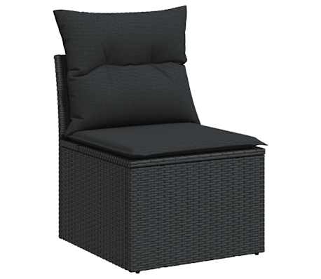 Black Poly Rattan 6 Piece Garden Sofa Set