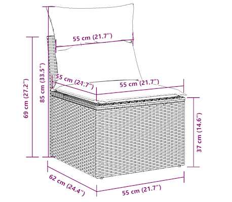 Black Poly Rattan 6 Piece Garden Sofa Set