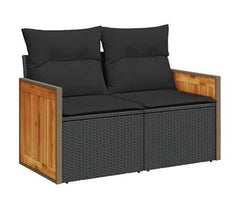 Black Poly Rattan 6 Piece Garden Sofa Set