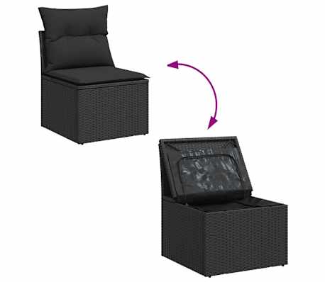 Black Poly Rattan 6 Piece Garden Sofa Set