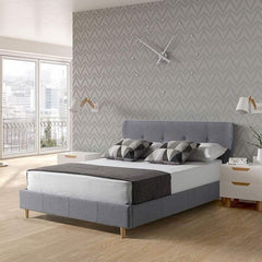 Grey Fabric Double Bed Frame