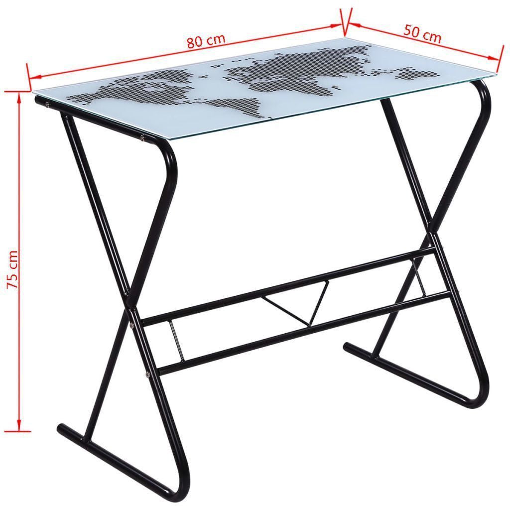 World Map Patterned Glass Desk