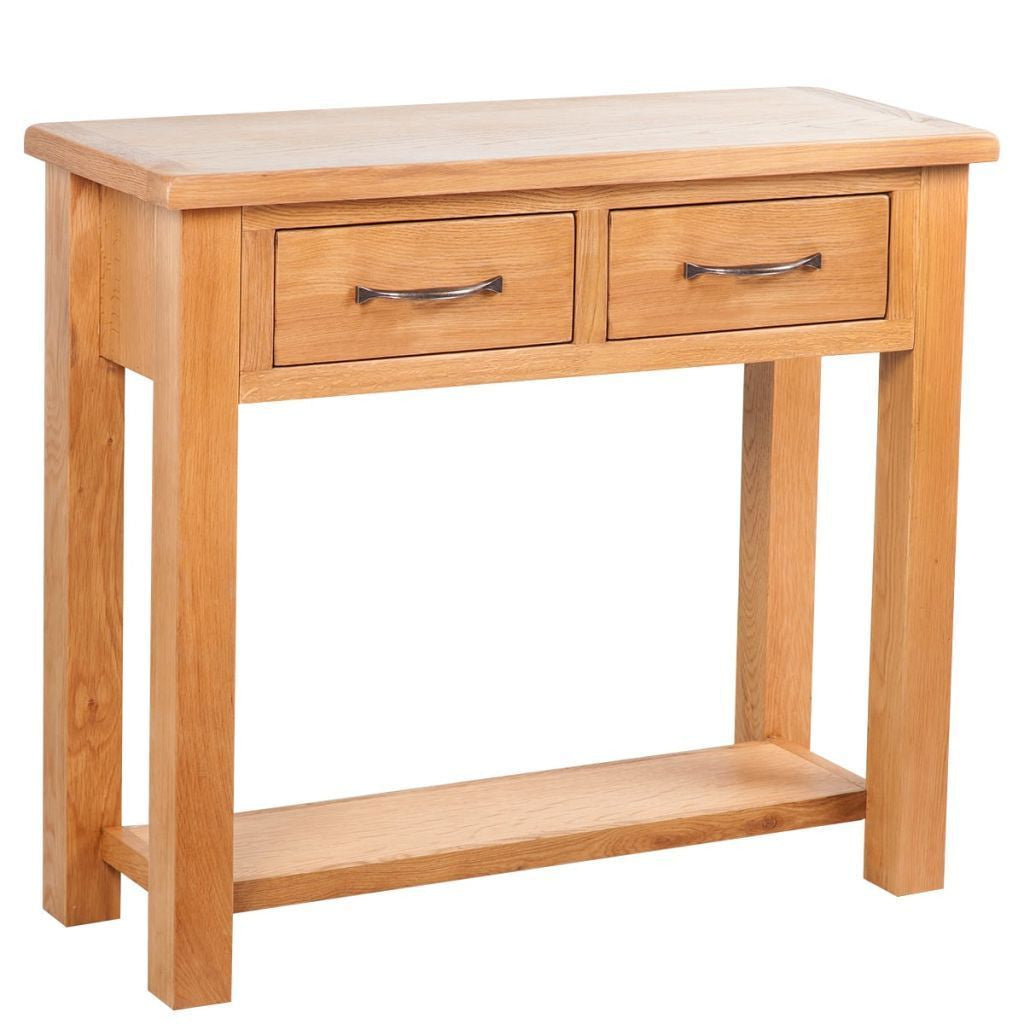 Oak Console Table with 2 Drawers