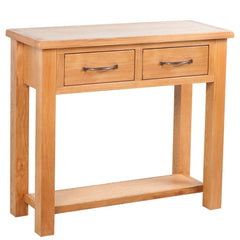 Oak Console Table with 2 Drawers