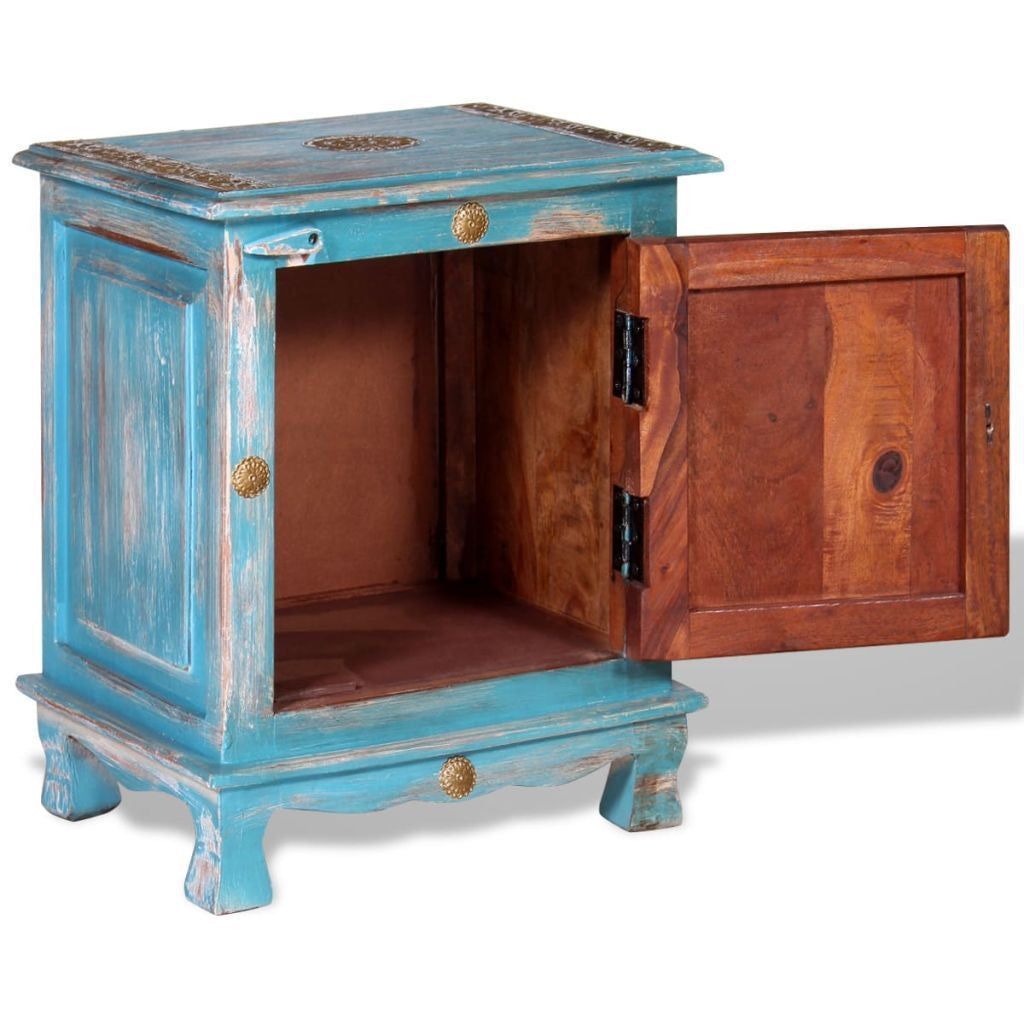 Solid Mango Wooden Blue Nightstand