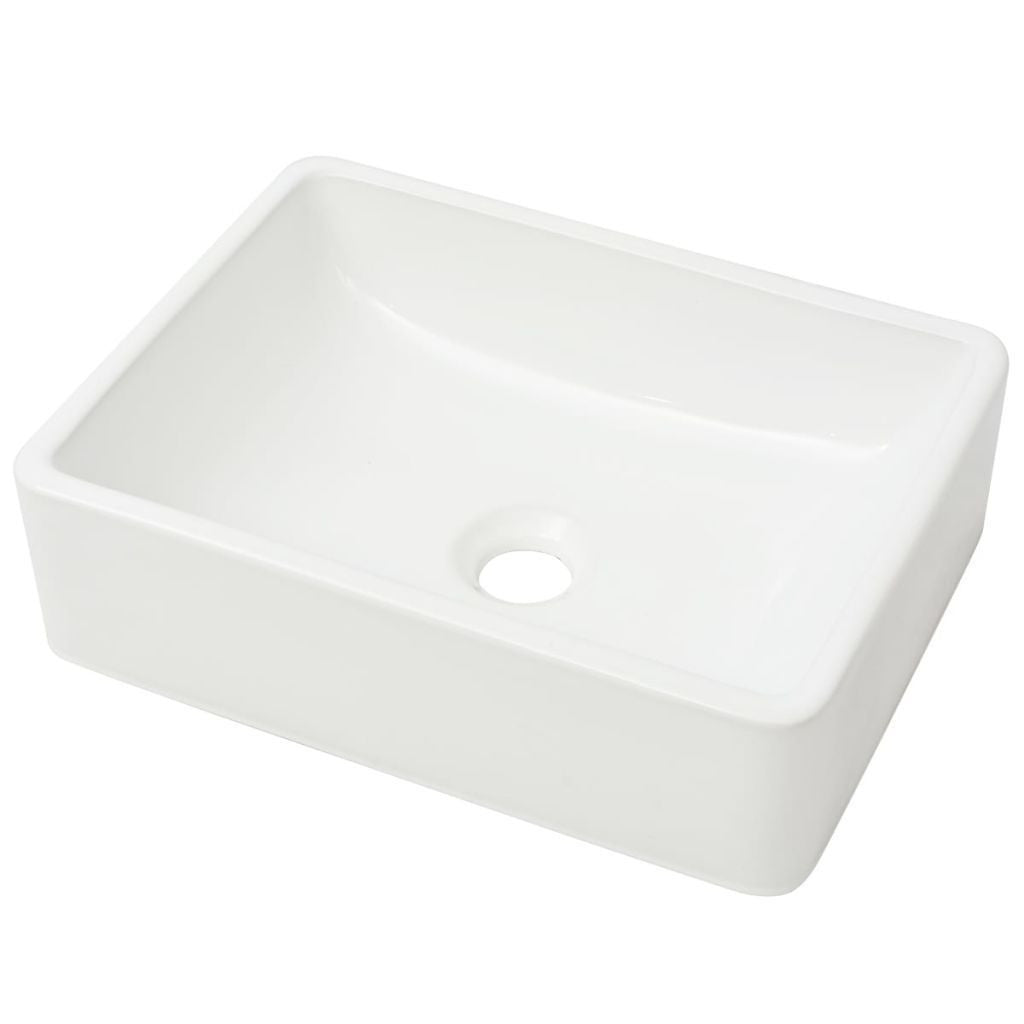 White Ceramic Basin - 41x30x12 cm
