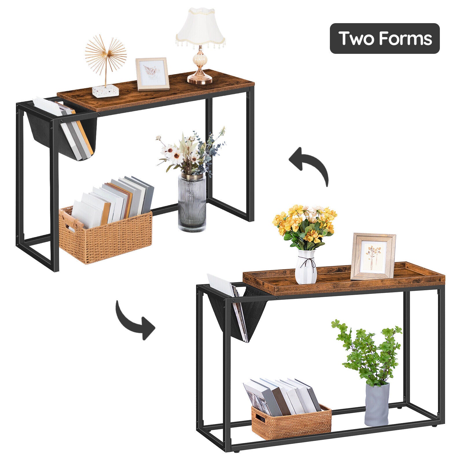 Rustic Console Table & Built In Magazine Rack