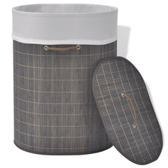 Brown Oval Bamboo Laundry Bin