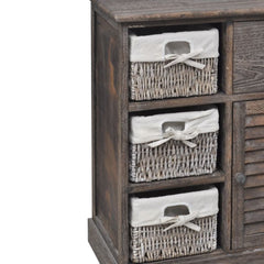 Brown Wooden Cabinet - 3 Left Weaving Baskets