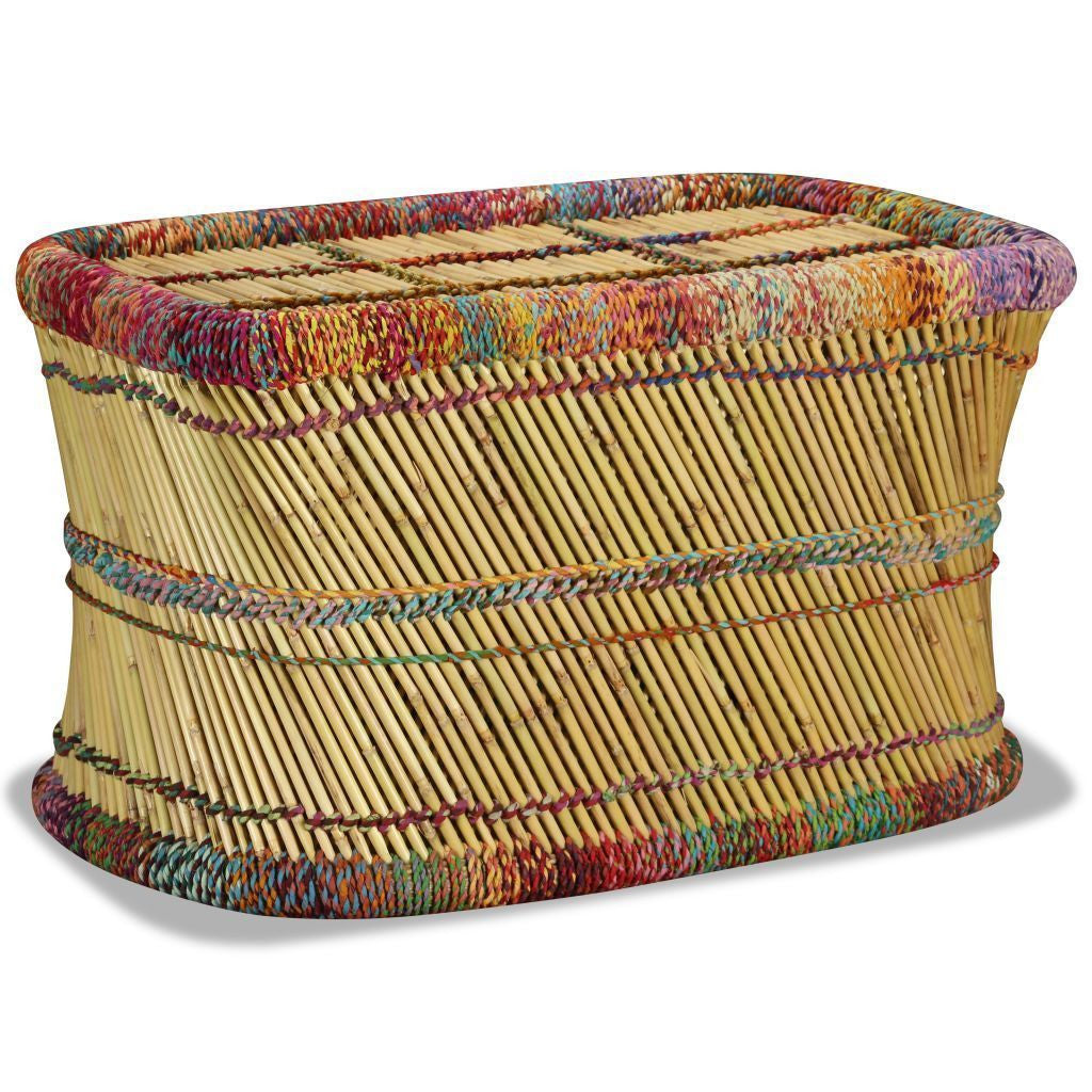 Bamboo Coffee Table with Chindi Details