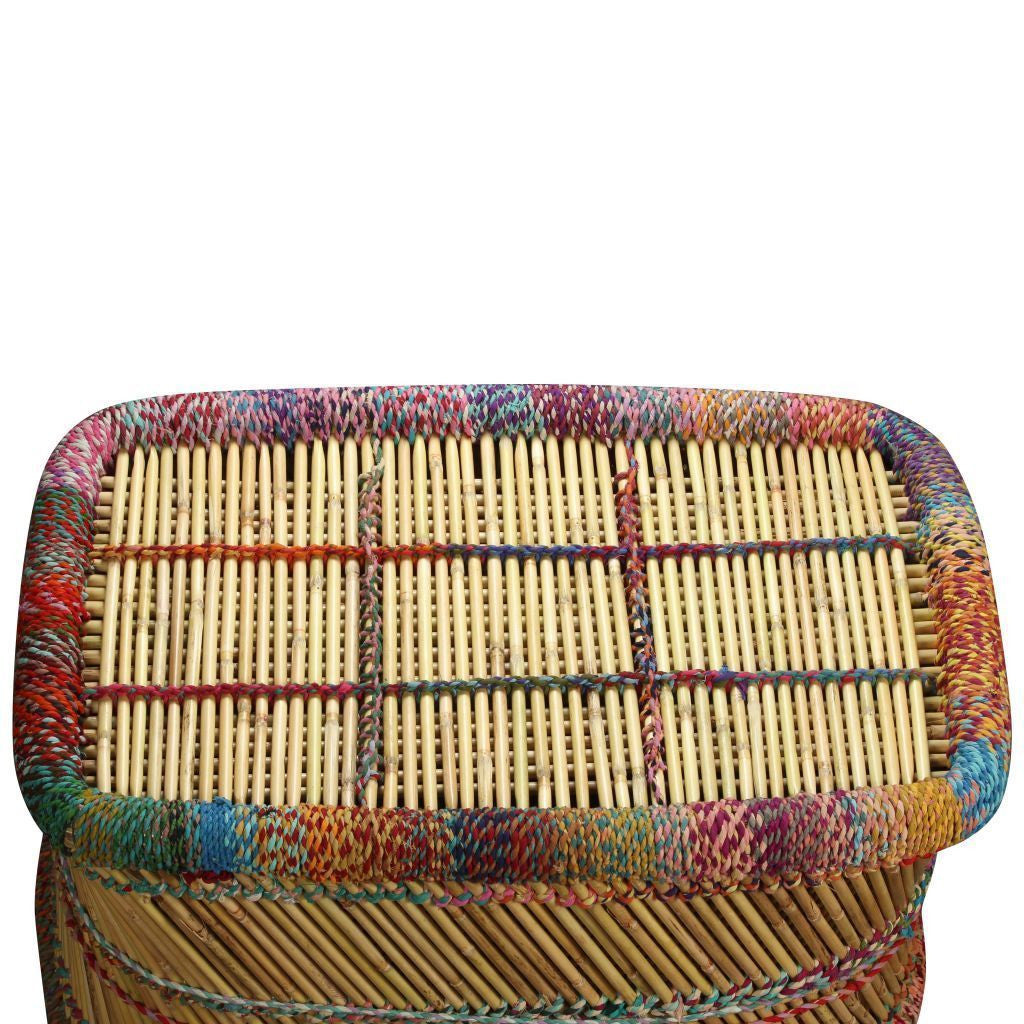 Bamboo Coffee Table with Chindi Details