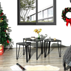 Set Of 3 Nest Marble Effect Tables