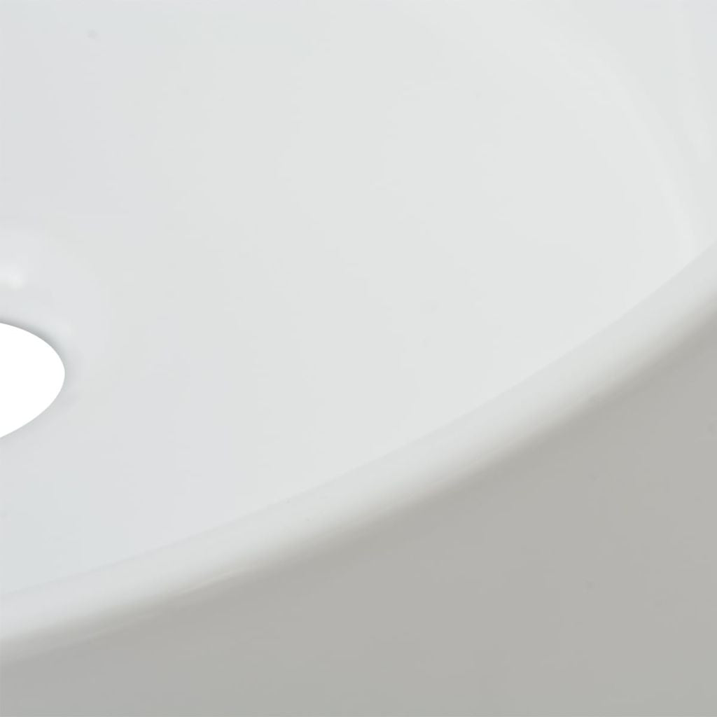 White Basin Round Ceramic - 40x15 cm