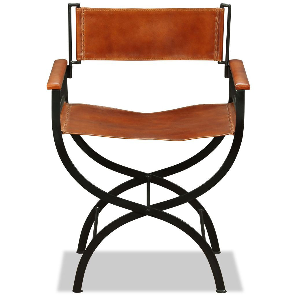 Tan Leather Directors Chair
