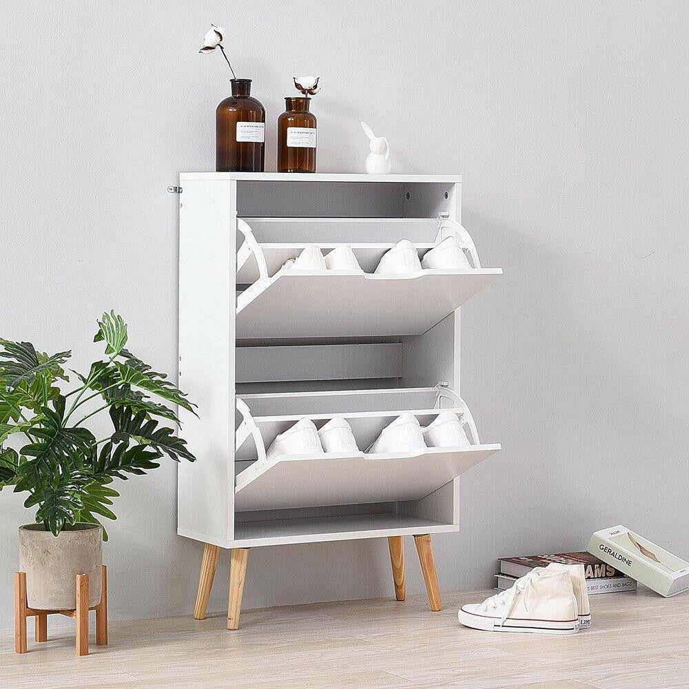 Scandi White Shoe Storage Cabinet
