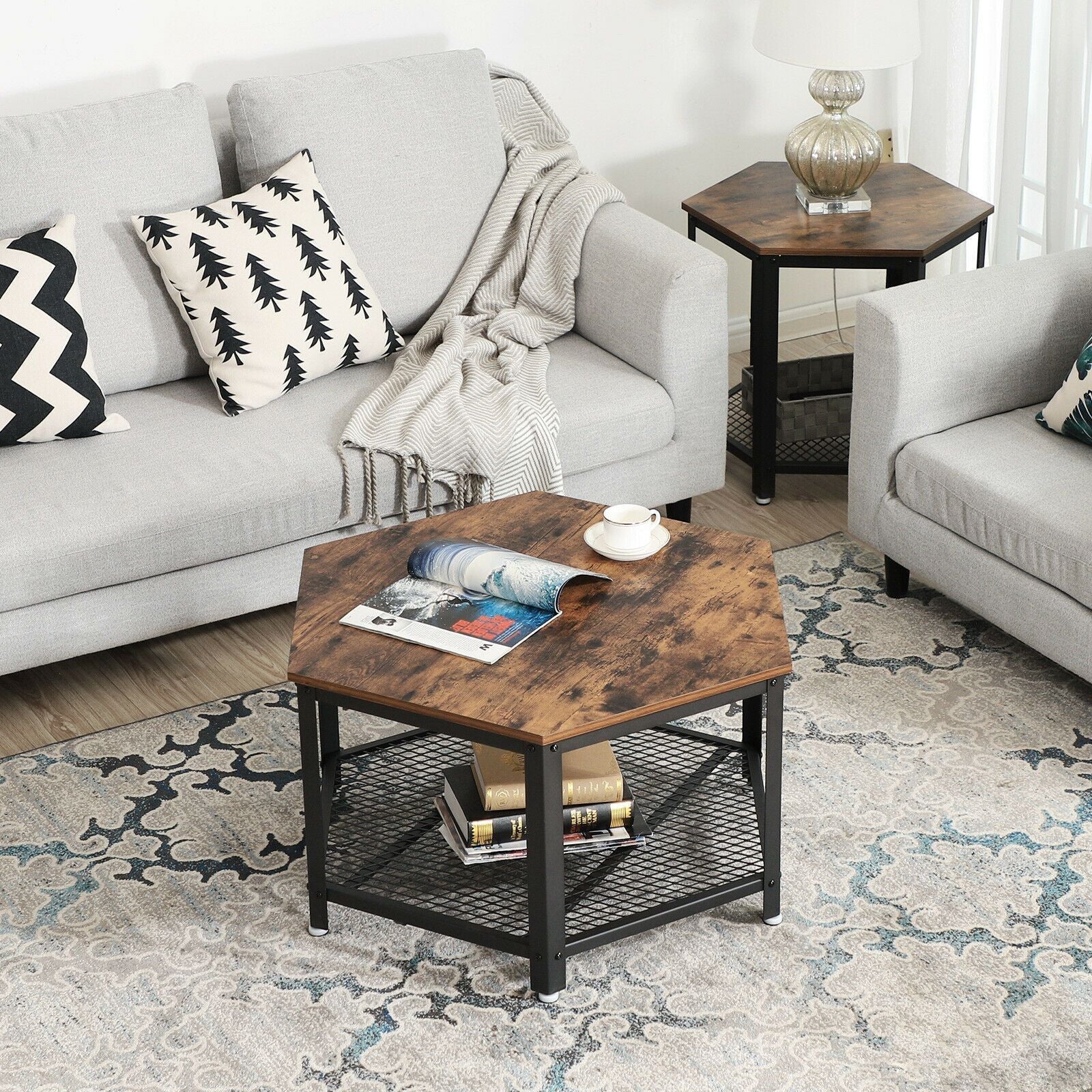 Rustic Brown Industrial Coffee Table