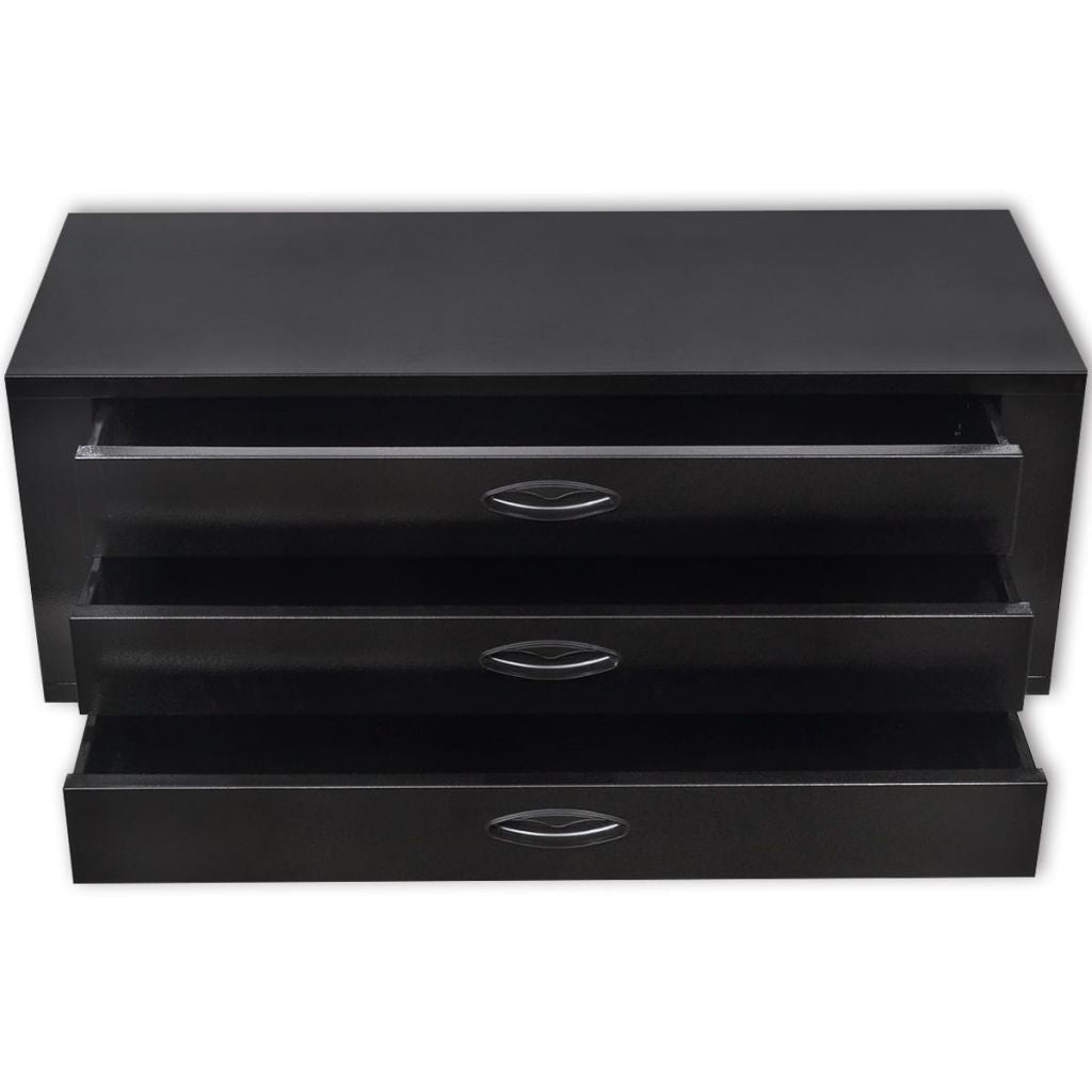 Black Metal Tool Chest - 3 Drawers