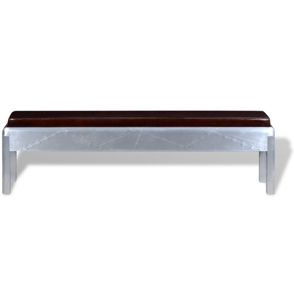 Genuine Leather Aviator Bench - 160x32x45 cm