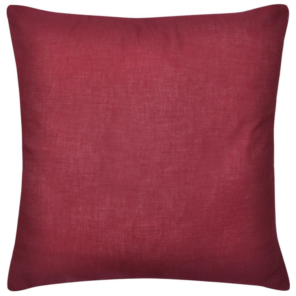 4 Burgundy Cotton Cushion Covers 40 x 40 cm