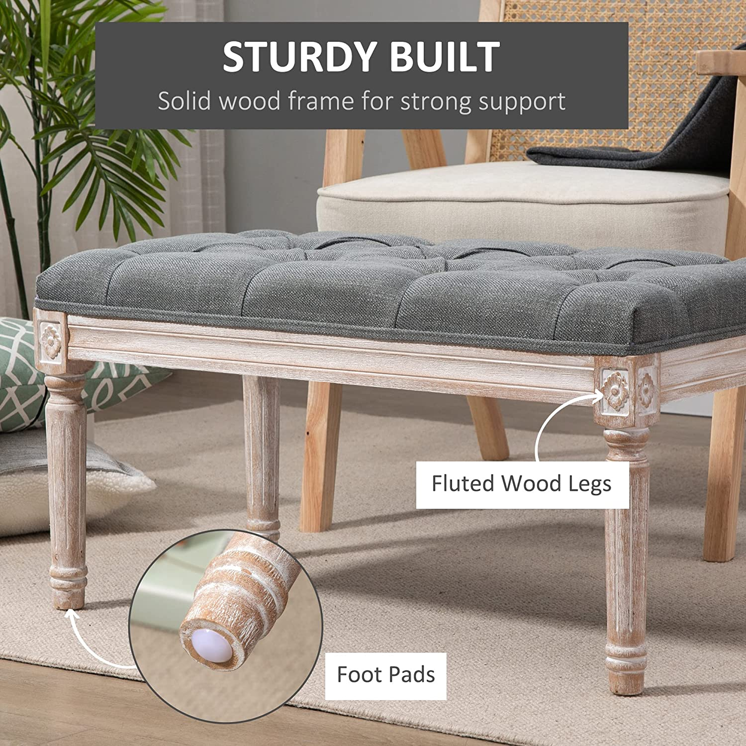 Grey Bed End Footstool