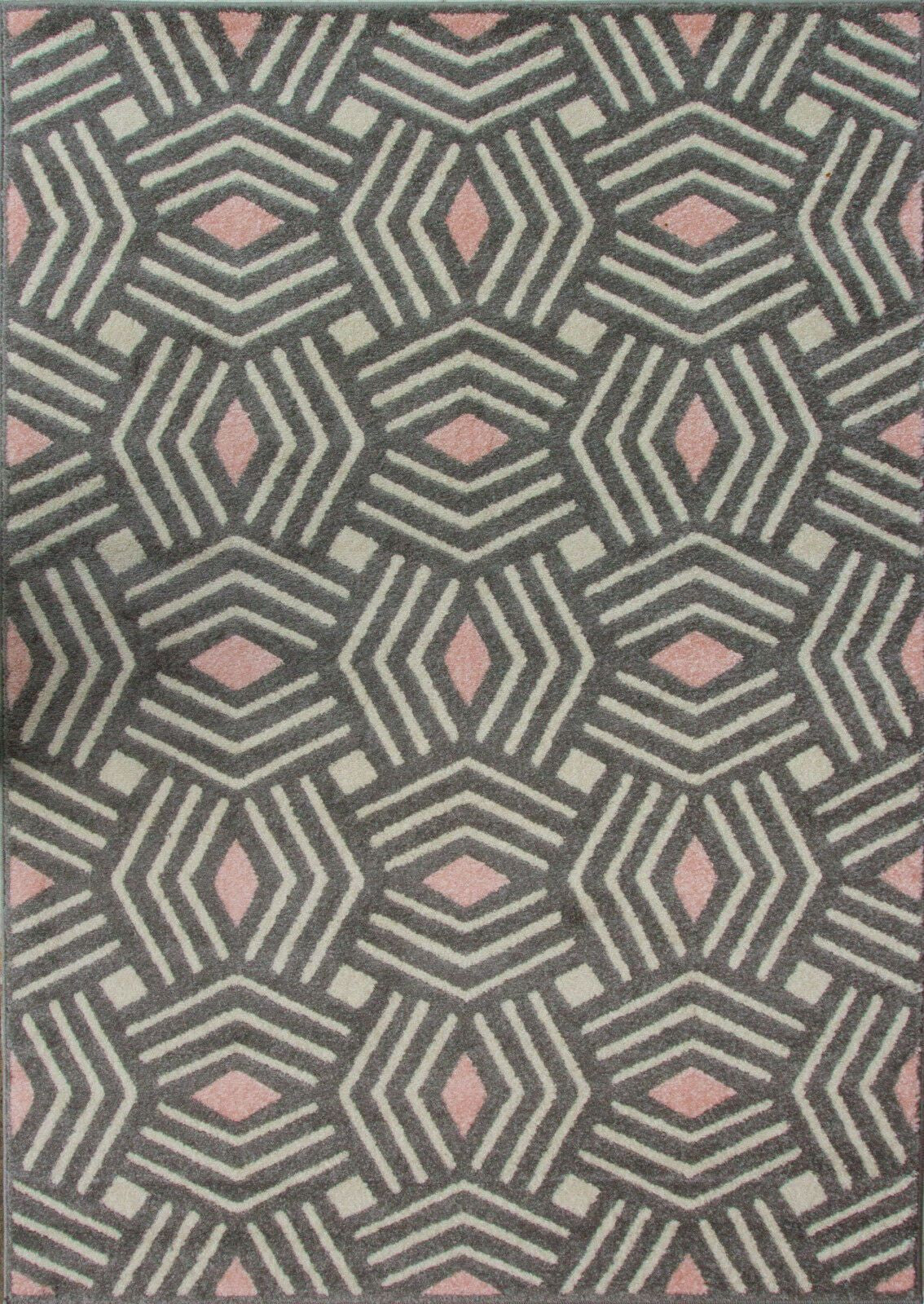 Grey & Blush Pink Pastel Rug