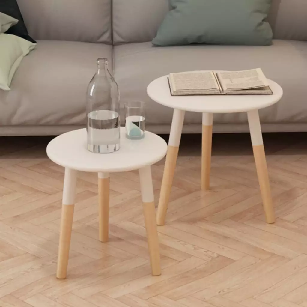 Nest of 2 White Coffee Tables