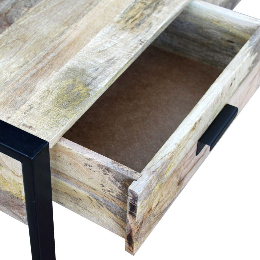 Solid Mango Wood Coffee Table with 2 Drawers