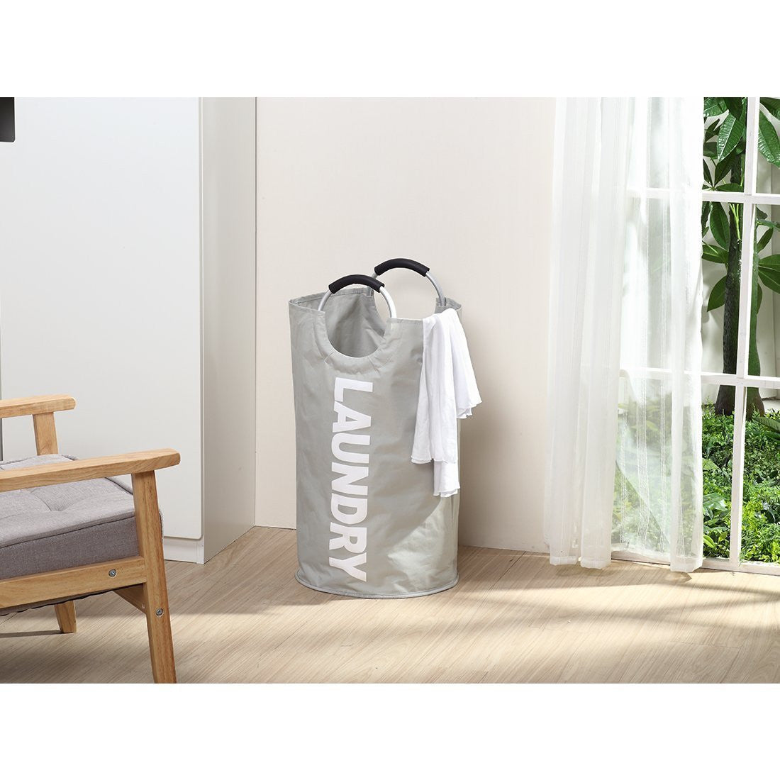 Large Fabric Laundry Basket with Aluminum Handle