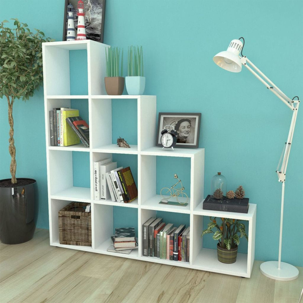 White Staircase Bookcase/Display Shelf - 142 cm