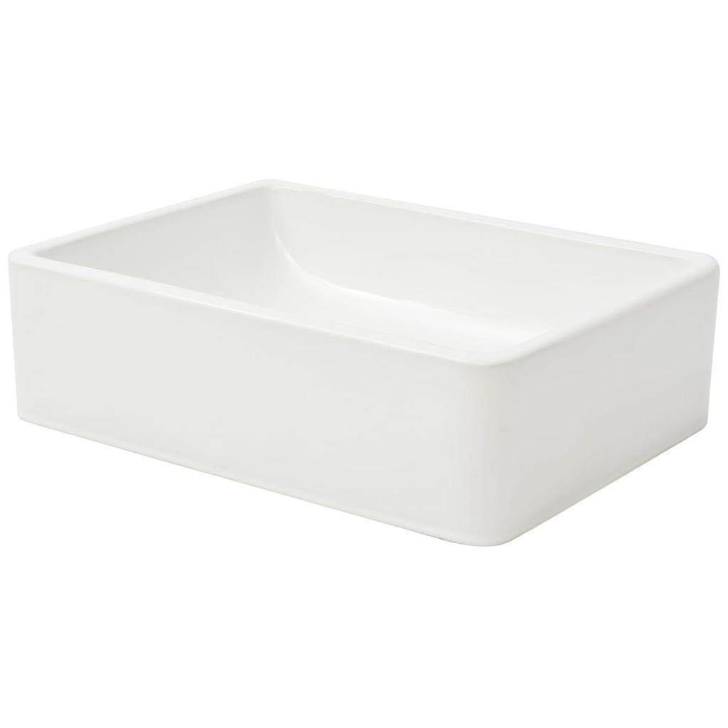 White Ceramic Basin - 41x30x12 cm