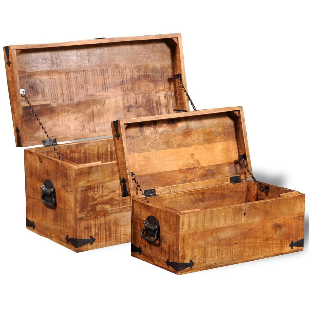 Set of 2 Rough Mango Wooden Storage Chests