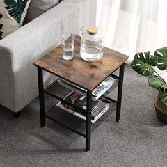 Set of 2 Rustic Brown Industrial Bedside Tables