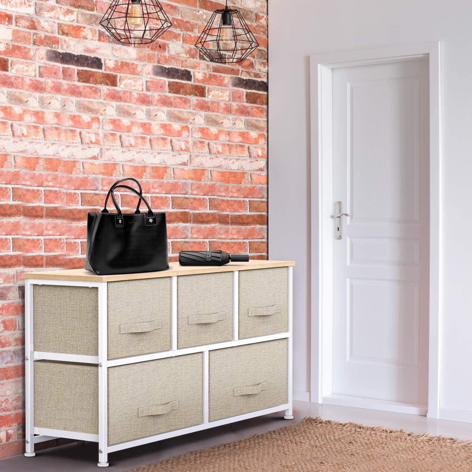Scandi Fabric 5 Drawers Dresser
