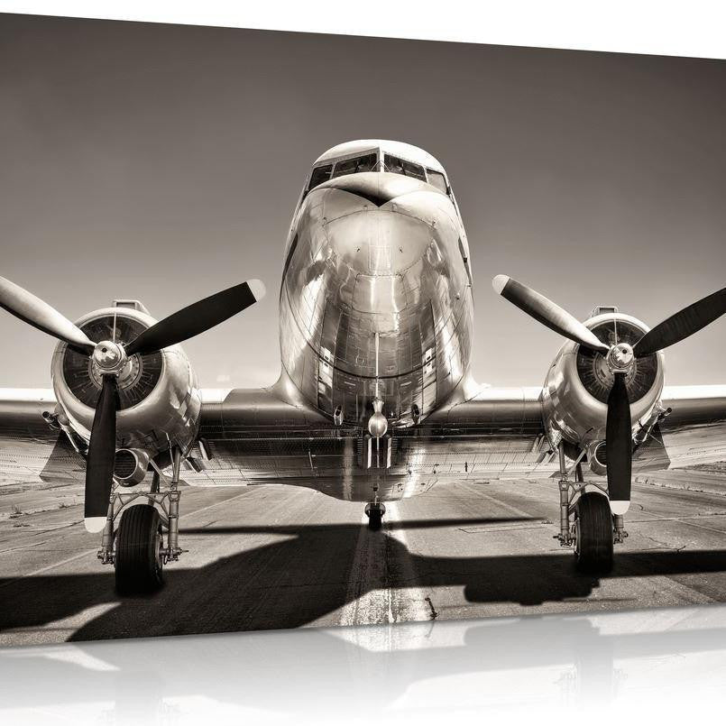 Vintage Silver Airplane Canvas