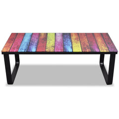 Glass Coffee Table with Rainbow Printing
