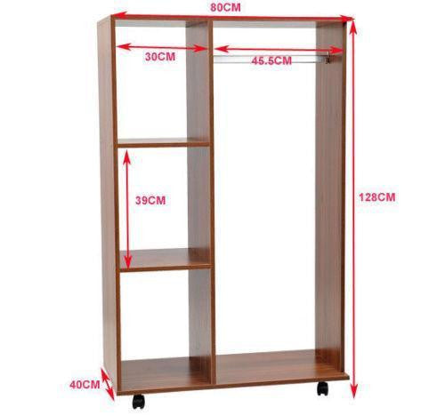 Walnut Open Wardrobe with Hanging Rail