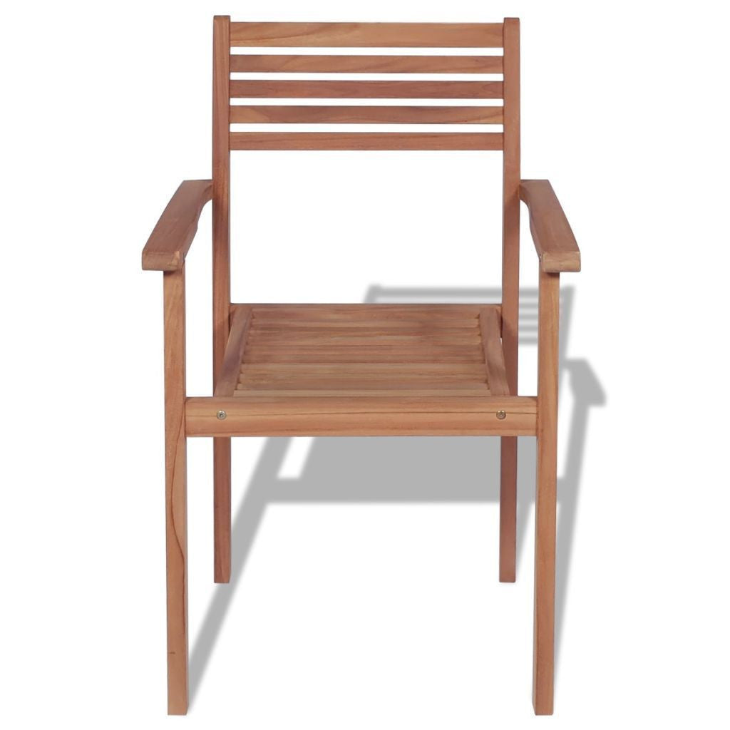 Set of 4 Teak Outdoor Stackable Chairs