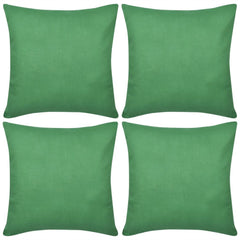 4 Green Cotton Cushion Covers 40 x 40 cm