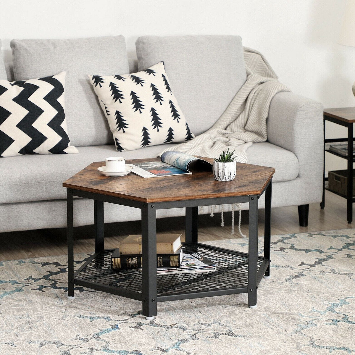 Rustic Brown Industrial Coffee Table