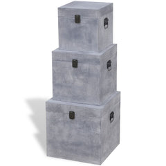 3 Square Concrete Grey Storage Boxes