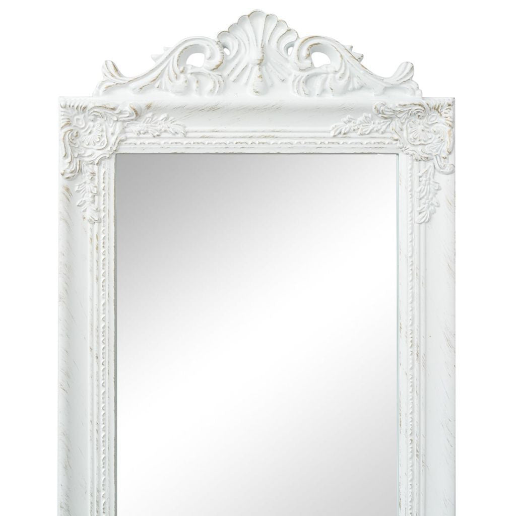 White Free-Standing Mirror Baroque Style - 160 x 40 cm