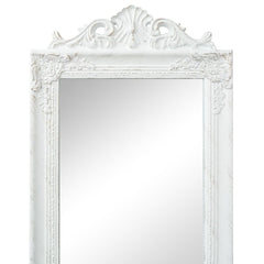 White Free-Standing Mirror Baroque Style - 160 x 40 cm