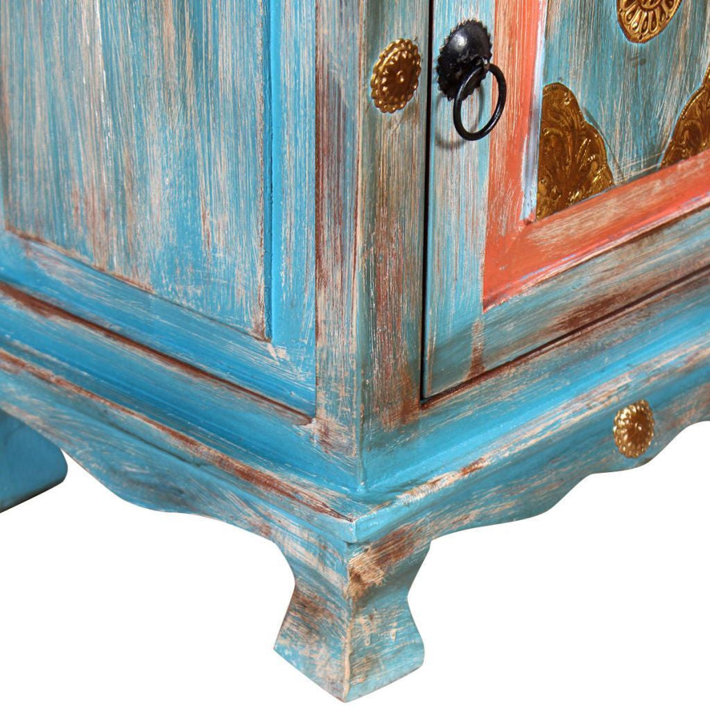 Solid Mango Wooden Blue Nightstand