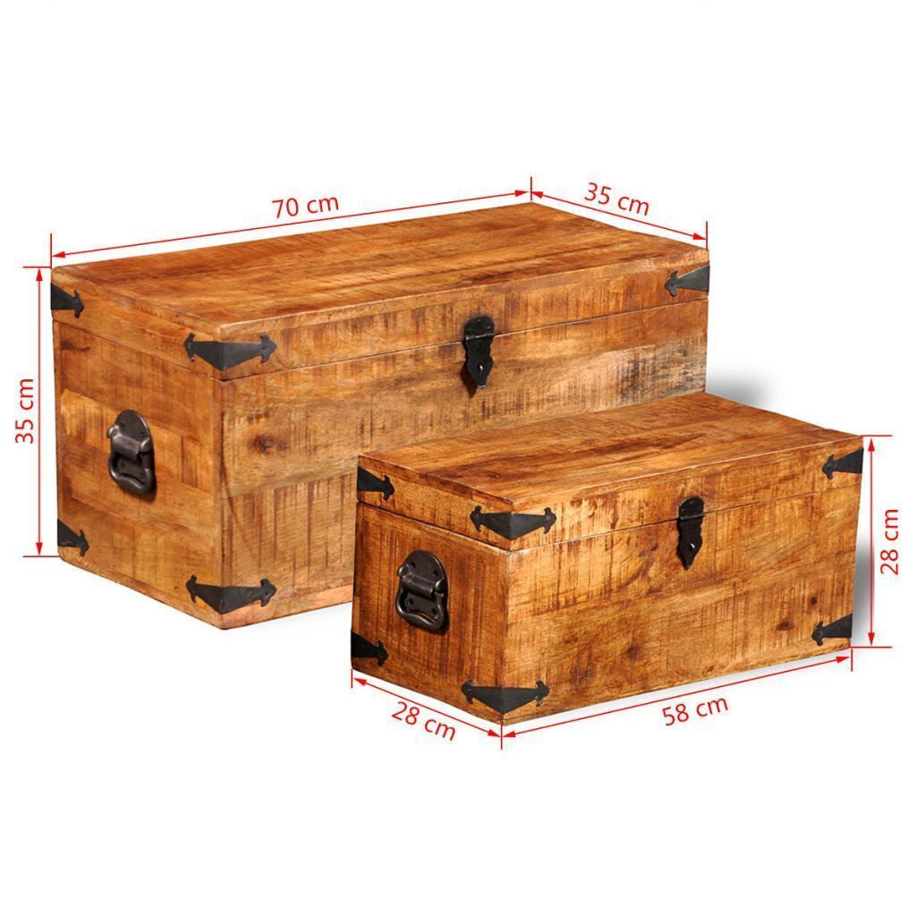 Set of 2 Rough Mango Wooden Storage Chests
