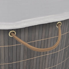 Brown Oval Bamboo Laundry Bin