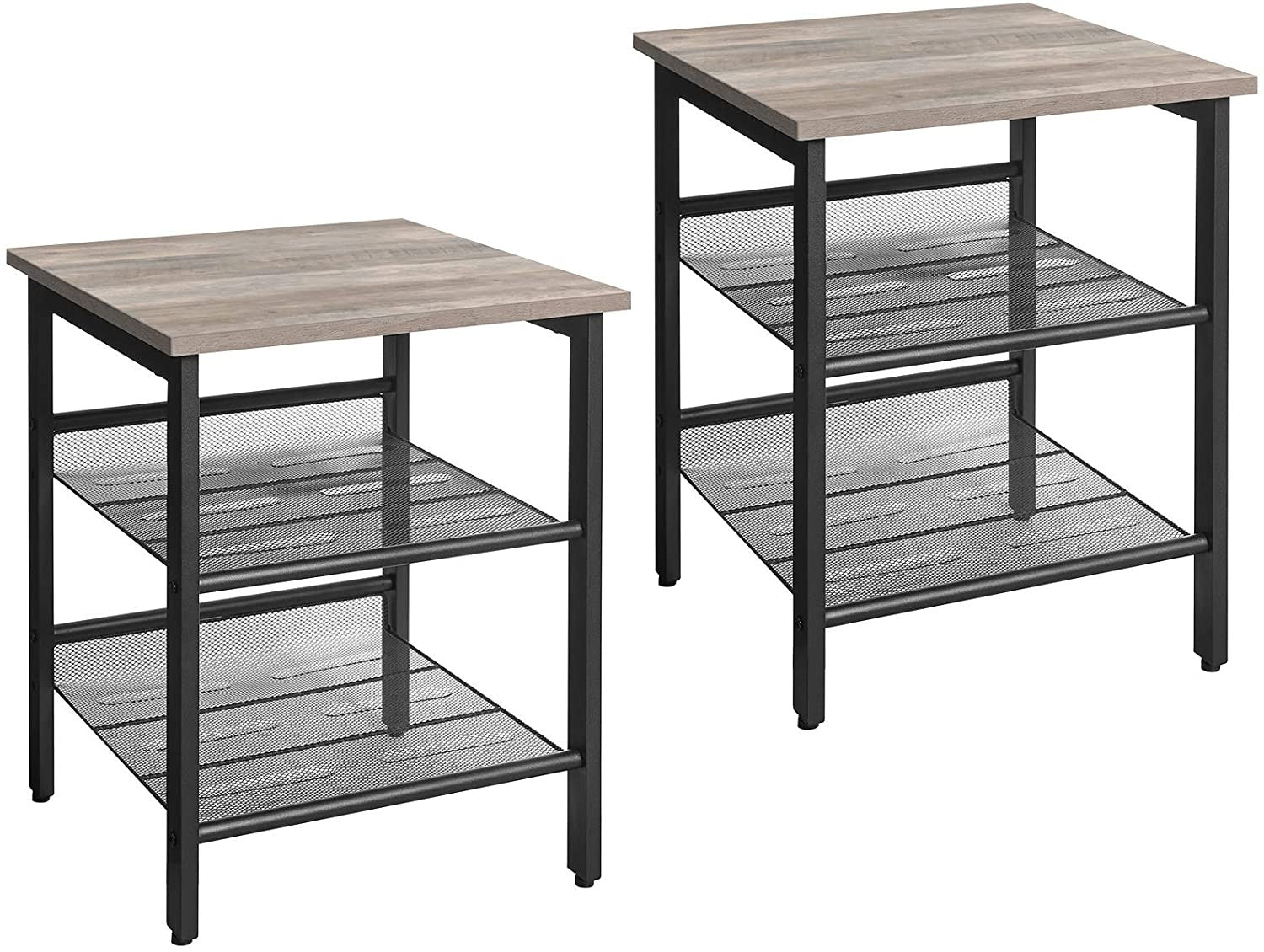 Set of 2 Greige Industrial Bedside Tables