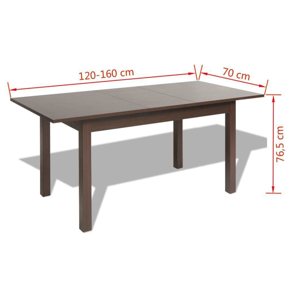 Extending Dark Brown Dining Table - 120/160 x 70 x 76.5 cm