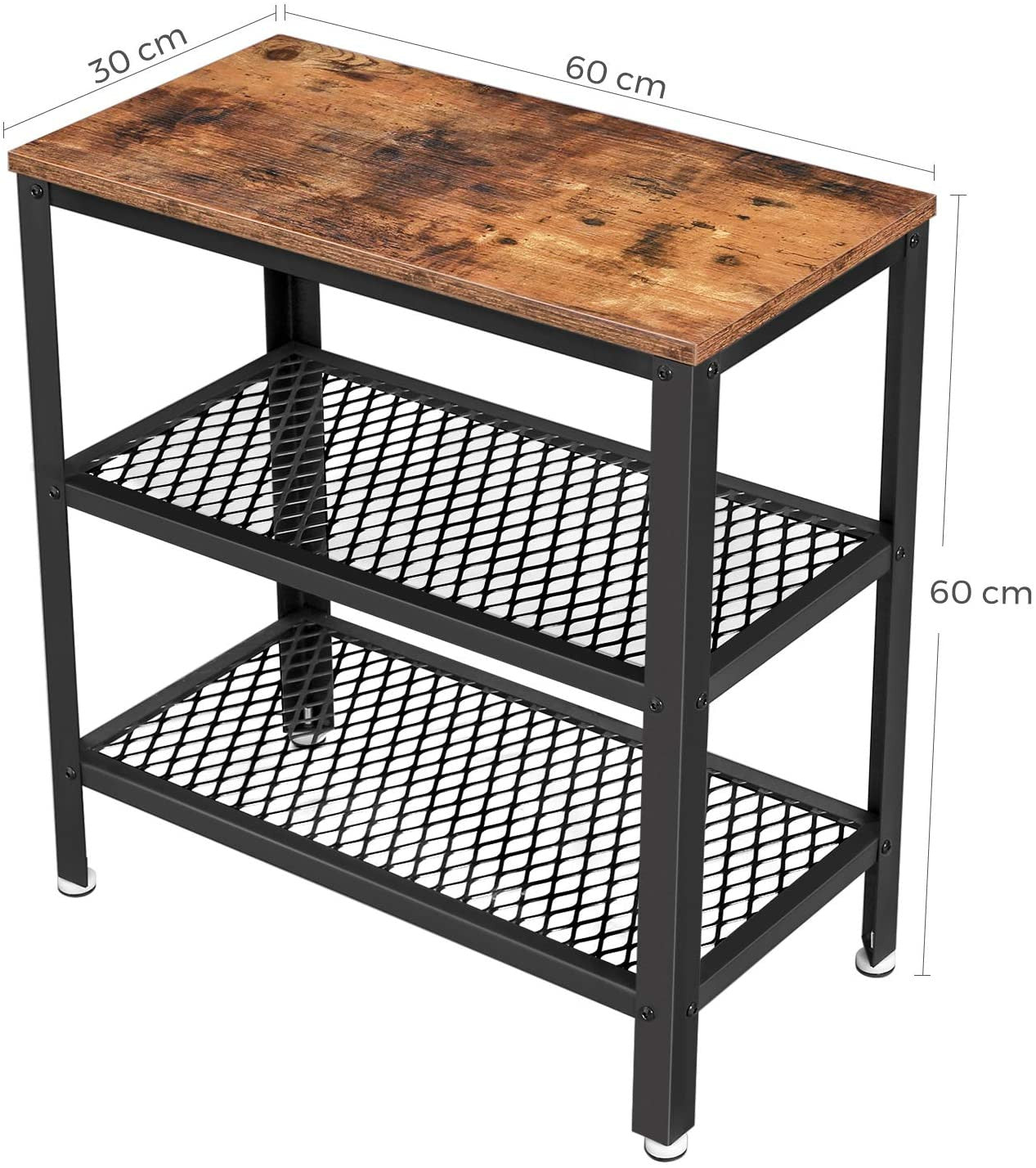 Rustic Double Mesh Shelves Side Table