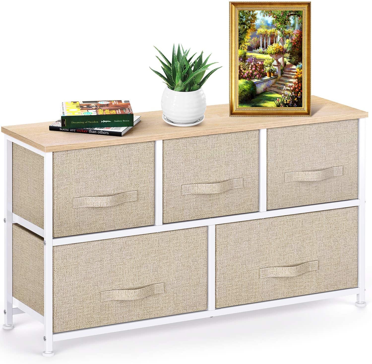Scandi Fabric 5 Drawers Dresser